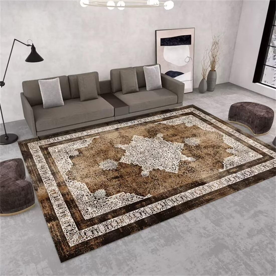 Tapis de canapé marron lavable résistant aux taches de bébé 70x140