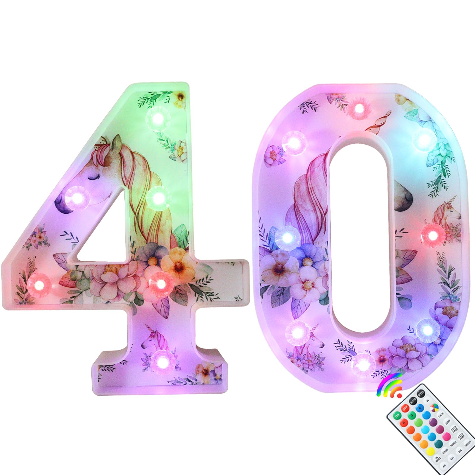 Unicorn LED Light Up Letters, 18 Color Changing Diamond Alphabet Sign Unicorn Gifts for Girls Women Party Birthday Decorations Remote Night Light Christmas Valentine Wall Table Decor - A — view 30