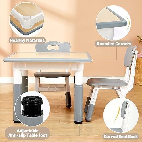 Miniatura 5 de FUNLIO Juego de mesa y 4 sillas para niños, juego de mesa y sillas para niños de 3 a 8 años, fácil de limpiar, mesa de artes y manualidades, para