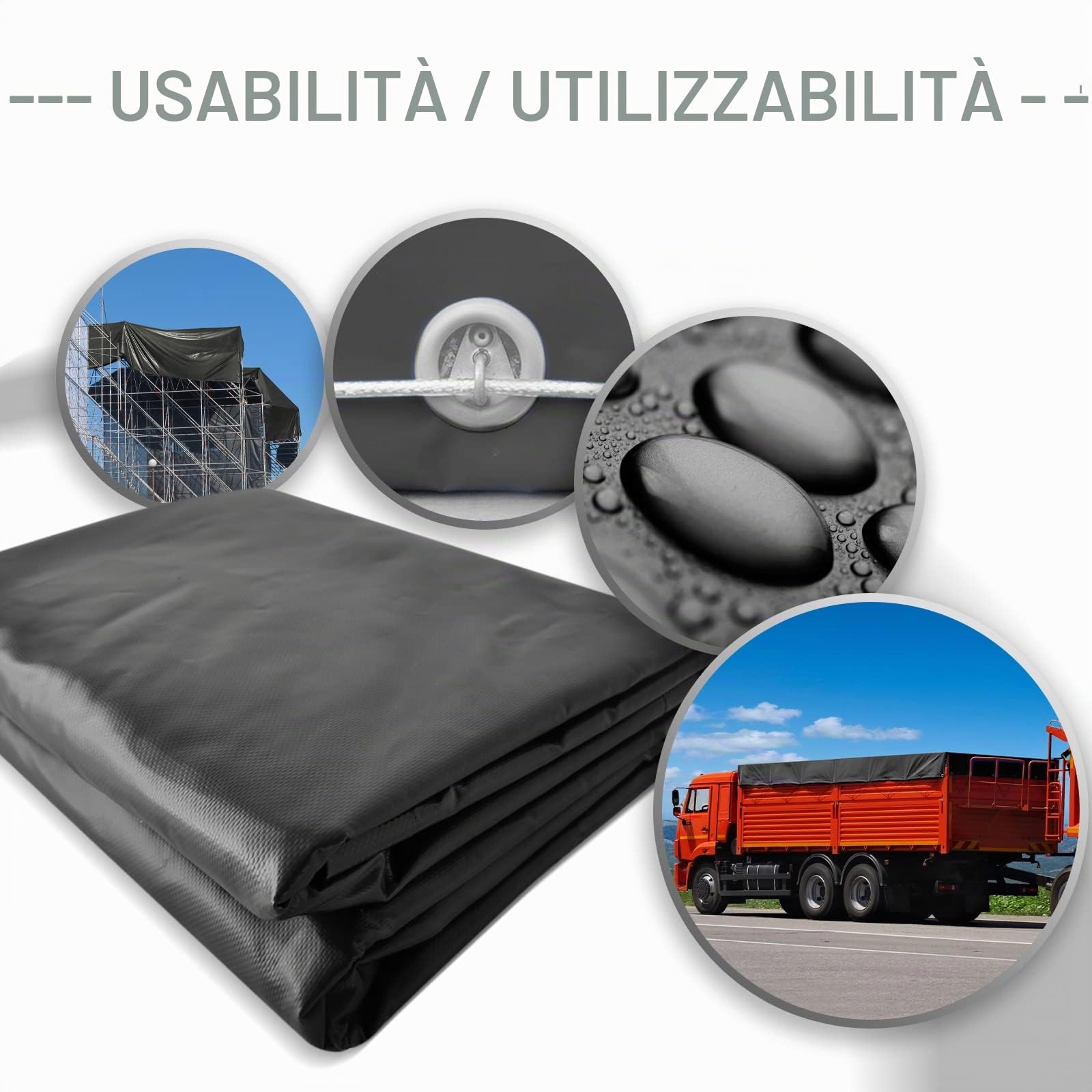 Jago® Telo Impermeabile - 4 x 3 m, PVC 650 g/m², Impermeabile, Antipioggia, con Occhielli, Antracite - Telo Copritutto Occhiellato, Copertura, Telone Protettivo da Esterno, Legna, Campeggio