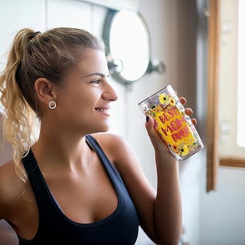 Miniatura 4 de Modwnfy Best Mom Ever - Vaso para mamá con flores vaso de doble pared de 16 onzas regalo de cumpleaños para mamá día de la madre Navidad vaso