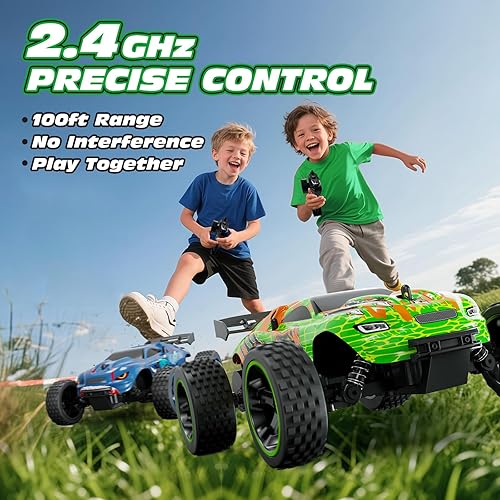 Miniatura 6 de Tecnock Autos RC para niños, escala 118 2WD RC Car con USB-C fácil carga, auto de control remoto de 2.4 GHz con luces LED y tiempo de juego de 50