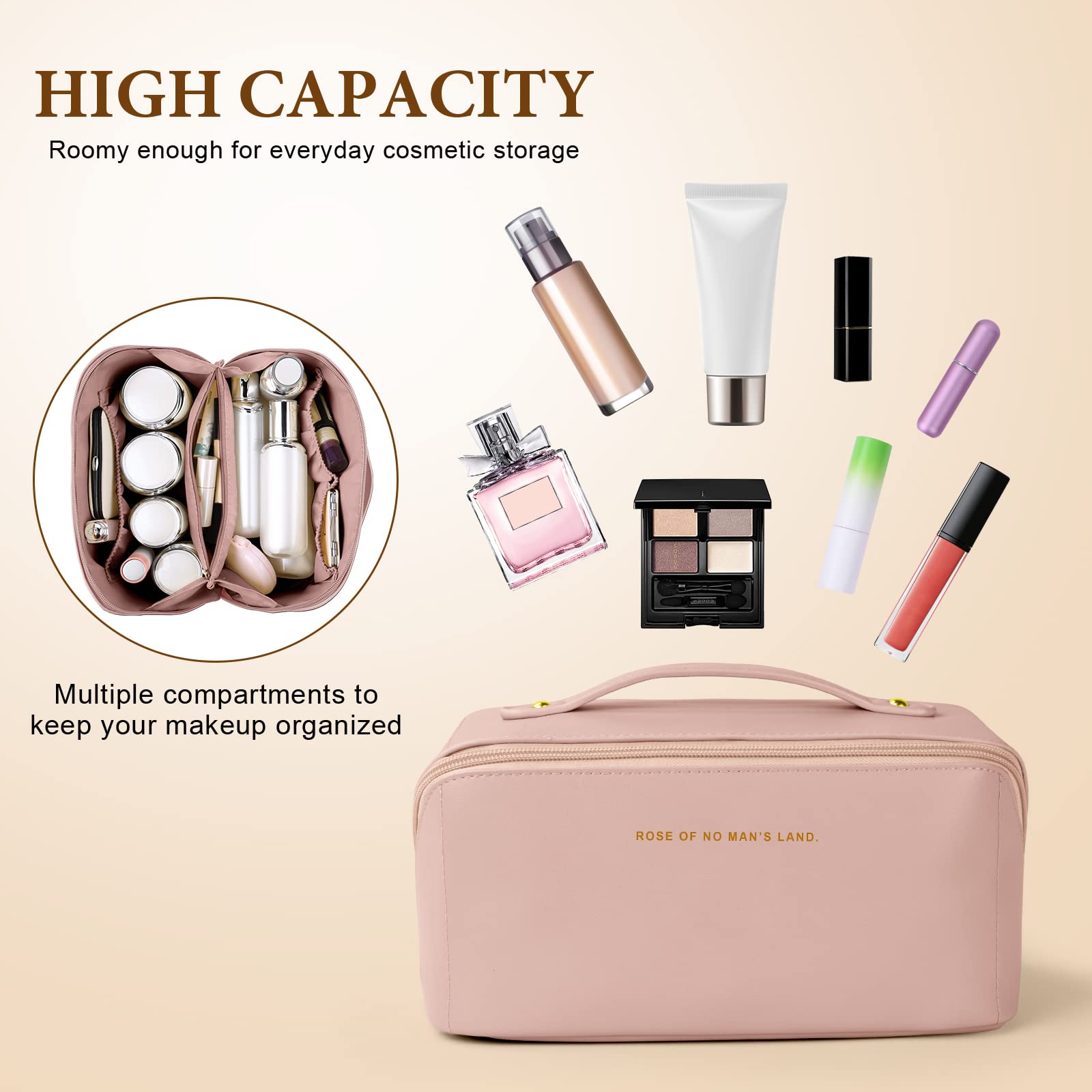 Aucuu Borsa Cosmetica da Viaggio, Beauty Case da Viaggio Donna, Borsa da Viaggio per Cosmetici, Borsa Cosmetica da Donna in Morbida Pelle PU, Borse da Toilette Impermeabile Portatile