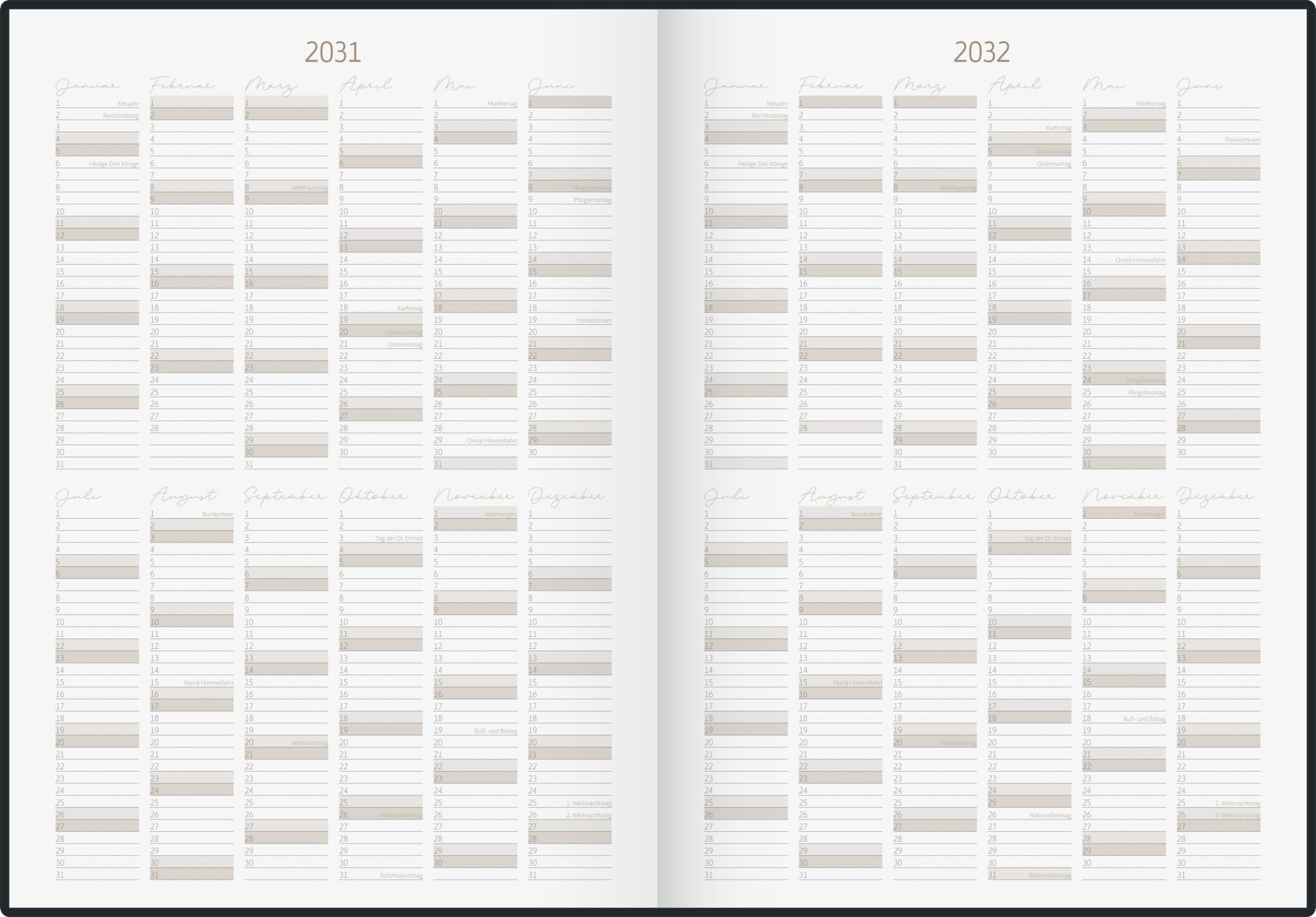 rido/idé 10-Jahres-Kalender Premium 2027-2036 „10 Years of Moments“ | A4, Kunstleder