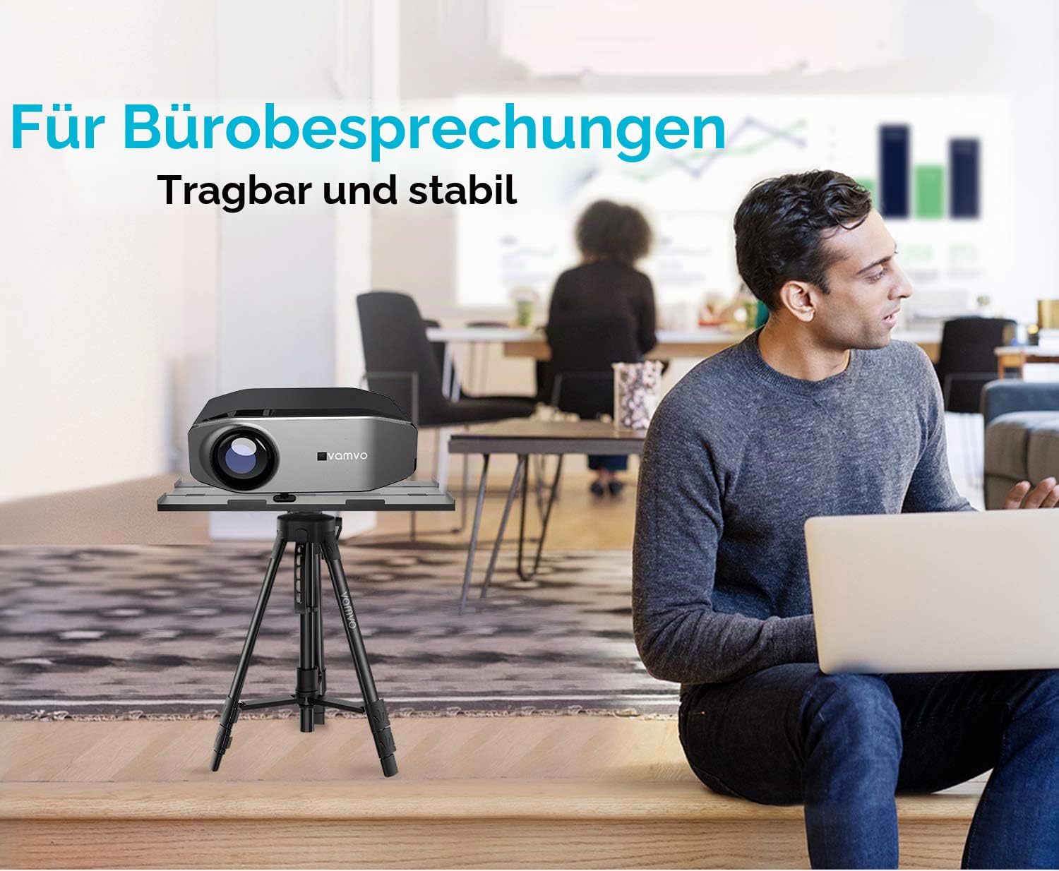 Vamvo Projektorständer, Tragbares Projektor-Stativ, Laptop-Ständer Mit Tasche, Multifunktionaler Ständer, DJ-Equipment-Unterstützung, Geeignet Für Heimkino Oder Bühne (Schwarz)