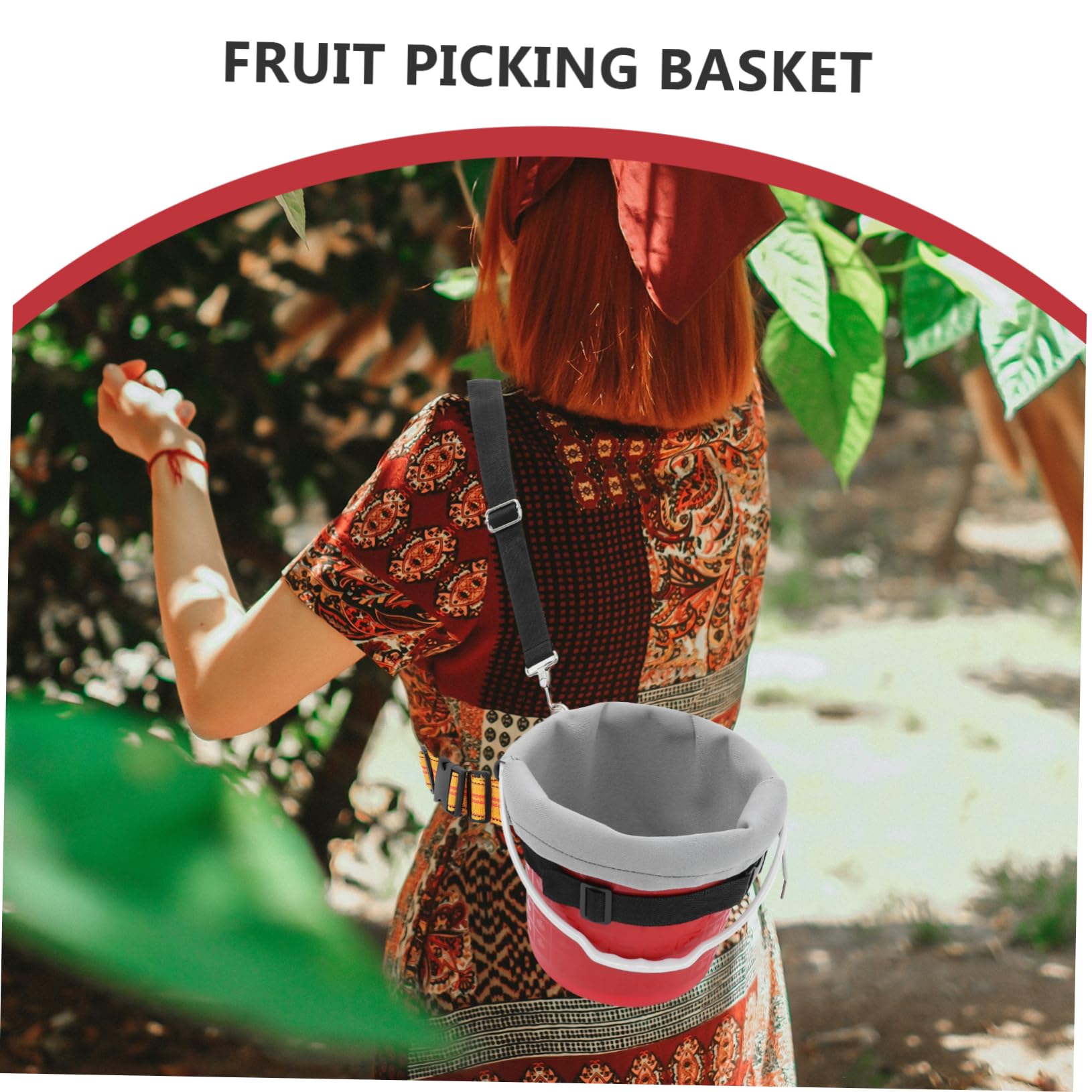 Cestello Raccogli Frutta Portatile 1 Pz Marrone con Tracolla
