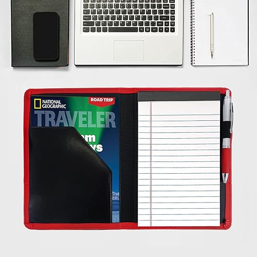 Miniatura 3 de Coupount Carpeta A5 Padfolio de negocios, organizador de carpetas de documentos de tamaño junior, LeatherPadfolio con bolsillo interior y bucle para