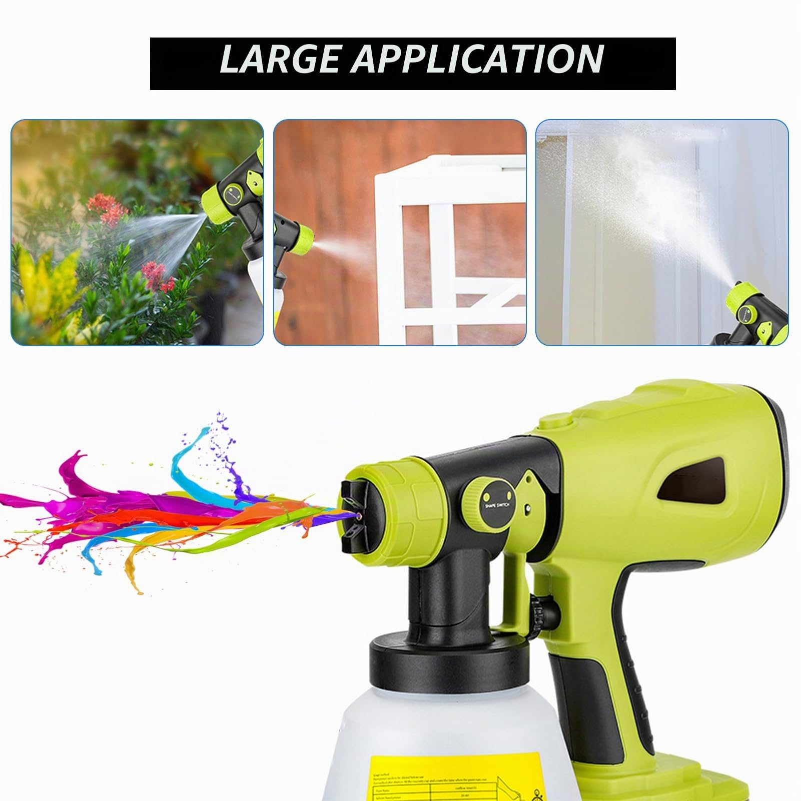 Shkalacar Pistolet a Peinture,Pulvérisateur de Peinture sans Fil, Batterie 20 V Max, pulvérisateur de Peinture électrique portatif avec récipient de 1000 ML, 4 Buses en, Rotation à 360 °