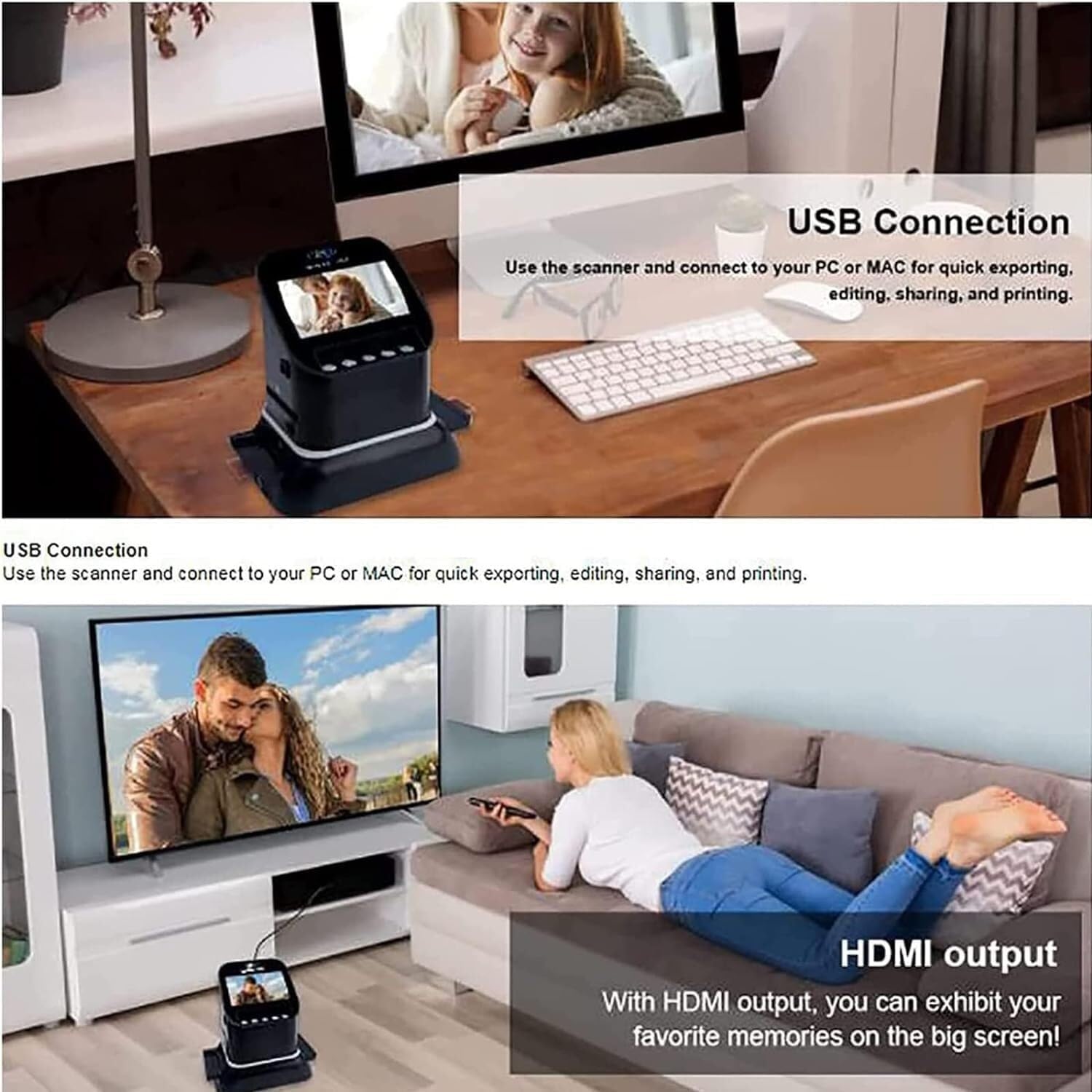 Digital Film and Slide Scanner, 120 High Resolution Film Scanner with 4.3" LCD Screen, Converts 35mm, 135, 126, 127 Negatives and Slides to Digital JPEG, Photo Converter