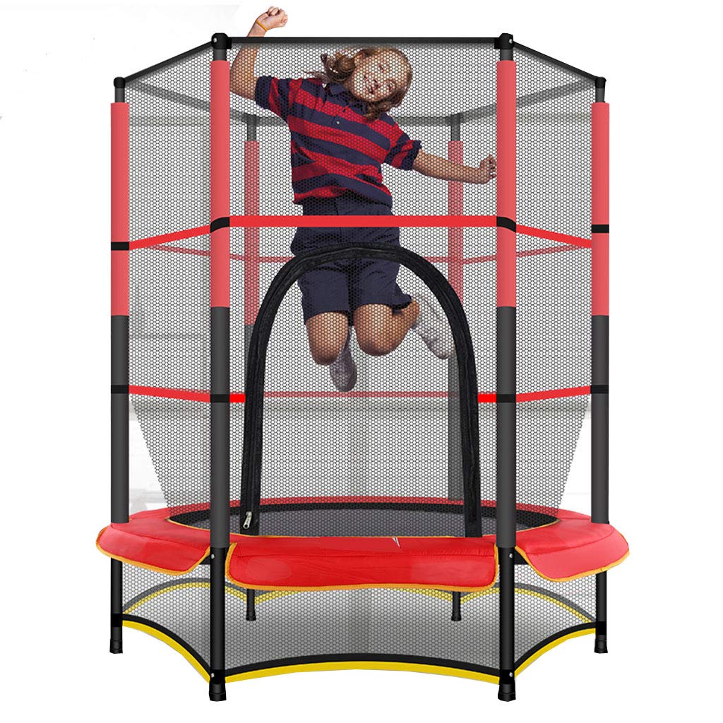 55" Round Jumping Table with Safety Enclosure Net Spring Pad Combo Bounding Bed Trampoline Fitness Equipment