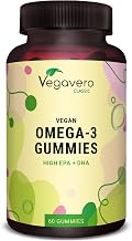Omega 3 Vegan Gummies | 1,350 mg Algae Oil | DHA+ EPA 450-225 mg | Sugar Free | Schizochytrium Premium Seaweed | Cold Pressed | Mango Taste (No Aftertaste) | Vegavero®