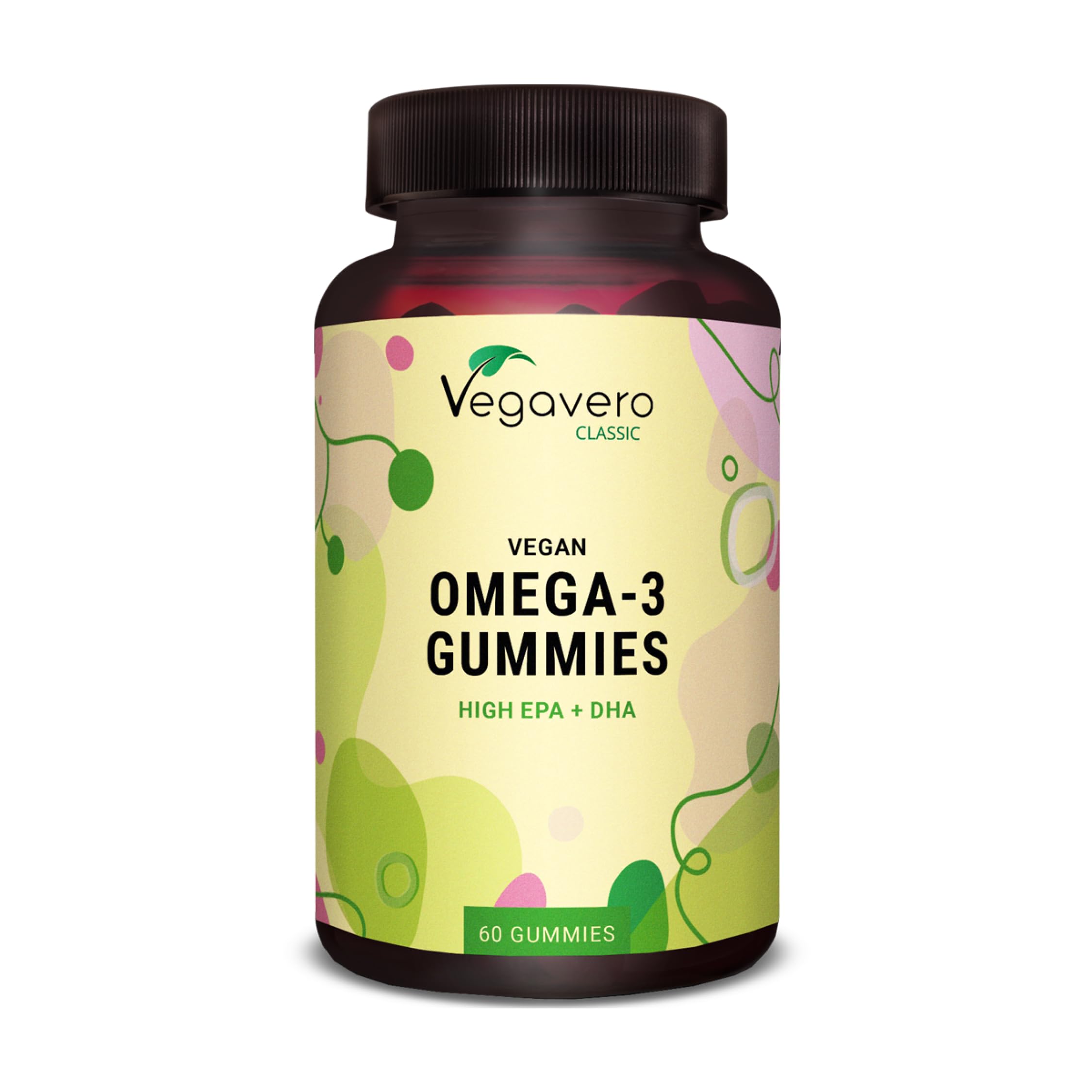 Omega 3 Vegan Gummies | 1.350 mg di Olio di Alghe | DHA+ EPA 450-225 mg | Senza Zucchero | Alga Schizochytrium Premium | Pressato a Freddo | Gusto Mango (Senza Retrogusto) | Vegavero®