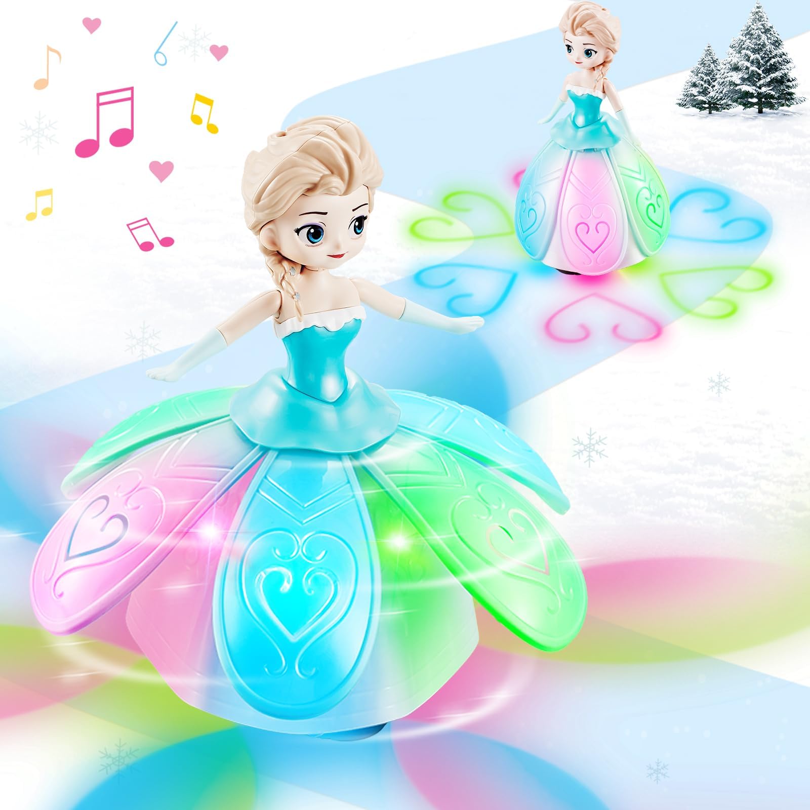 Toys for Girls 1-3,Dancing Princess Interactive Spin Robot Toys for Little Girls Age 3 with Colorful Flashing Lights & Music,Pretend Christmas Birthday Gift for Kid 1 2 3 4 Year Olds