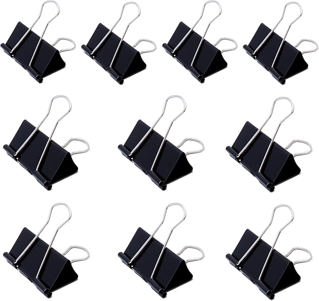 Sodeqo Large Binder Clips 10 Pcs, 51mm - Sturdy & Strong, Easy Release Foldback Clips with 140 Paper Capacity - Foldback Clips with 14 Bonus Labels for Office, Home or DIY Projects