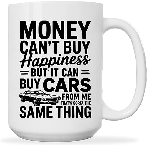 Car Salesman Coffee Mug 15oz White -Money A - Gifts For Car Salesman Loan Officer Realtor Agent