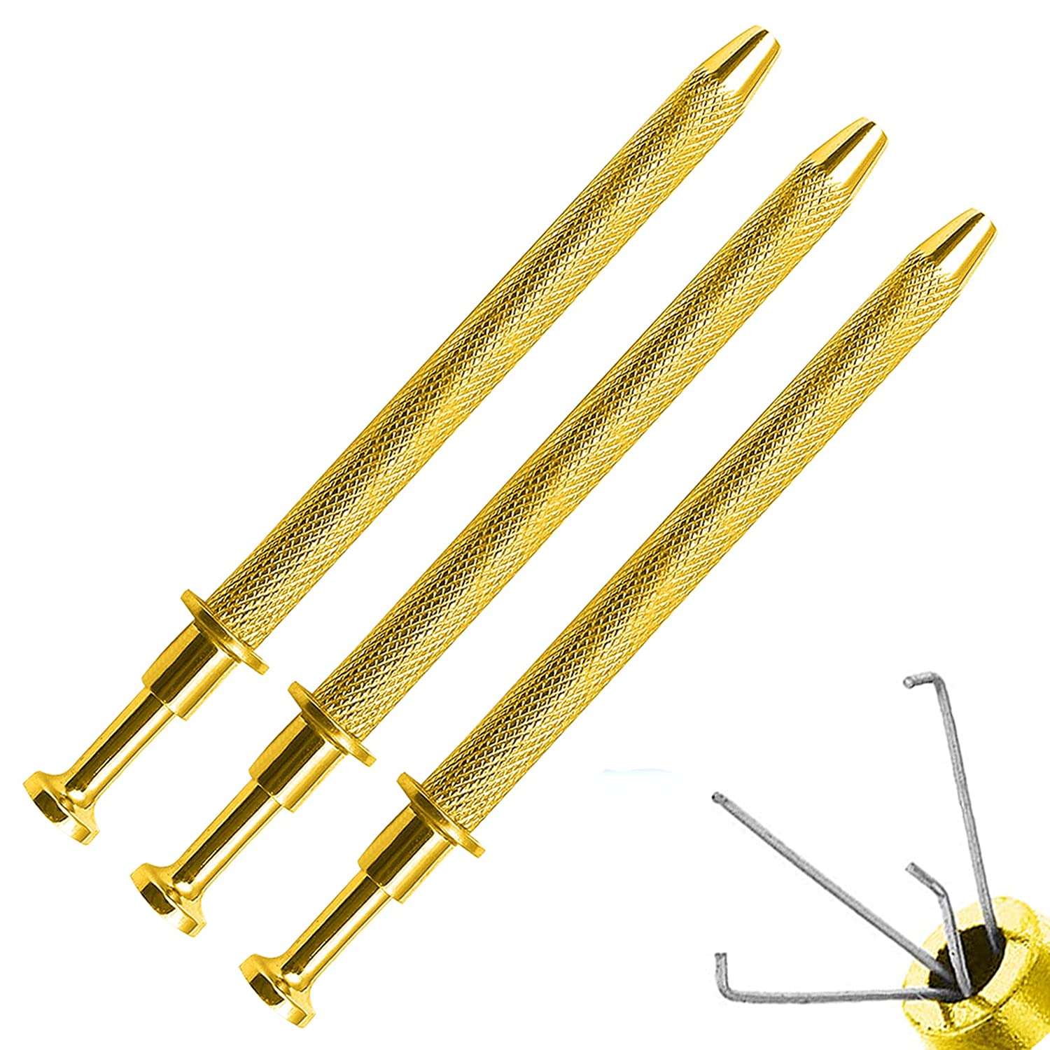 4 Pack Stainless Steel 4-Claw Pick up Tool for Small Parts Pickup, 4 Prongs Grabber for Tiny Objects in Home, Office - IC Chip, Electronic Components, Nails Clamping Gold & Black by G.S Online Store