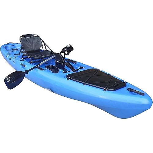 Brooklyn 12.5 Pro Pedal Drive Fishing Kayak by BKC, Sit-on-Top Single Kayak with Rudder System, Dry Storage, Rod Holders & 550 lb Capacity