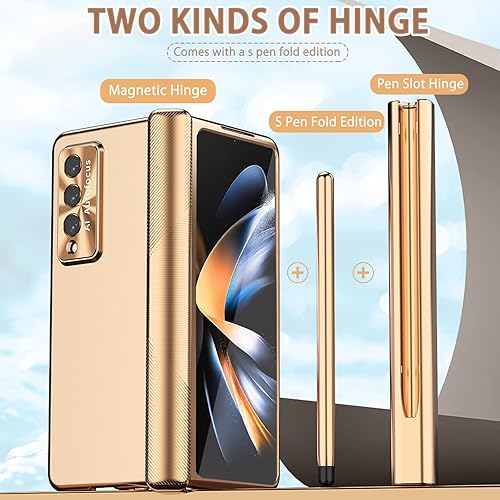 Miniatura 7 de NINKI Funda compatible con S Pen para Samsung Galaxy Z Fold 4 con protección de bisagra y soporte S, cobertura completa 4 en 1, protector de