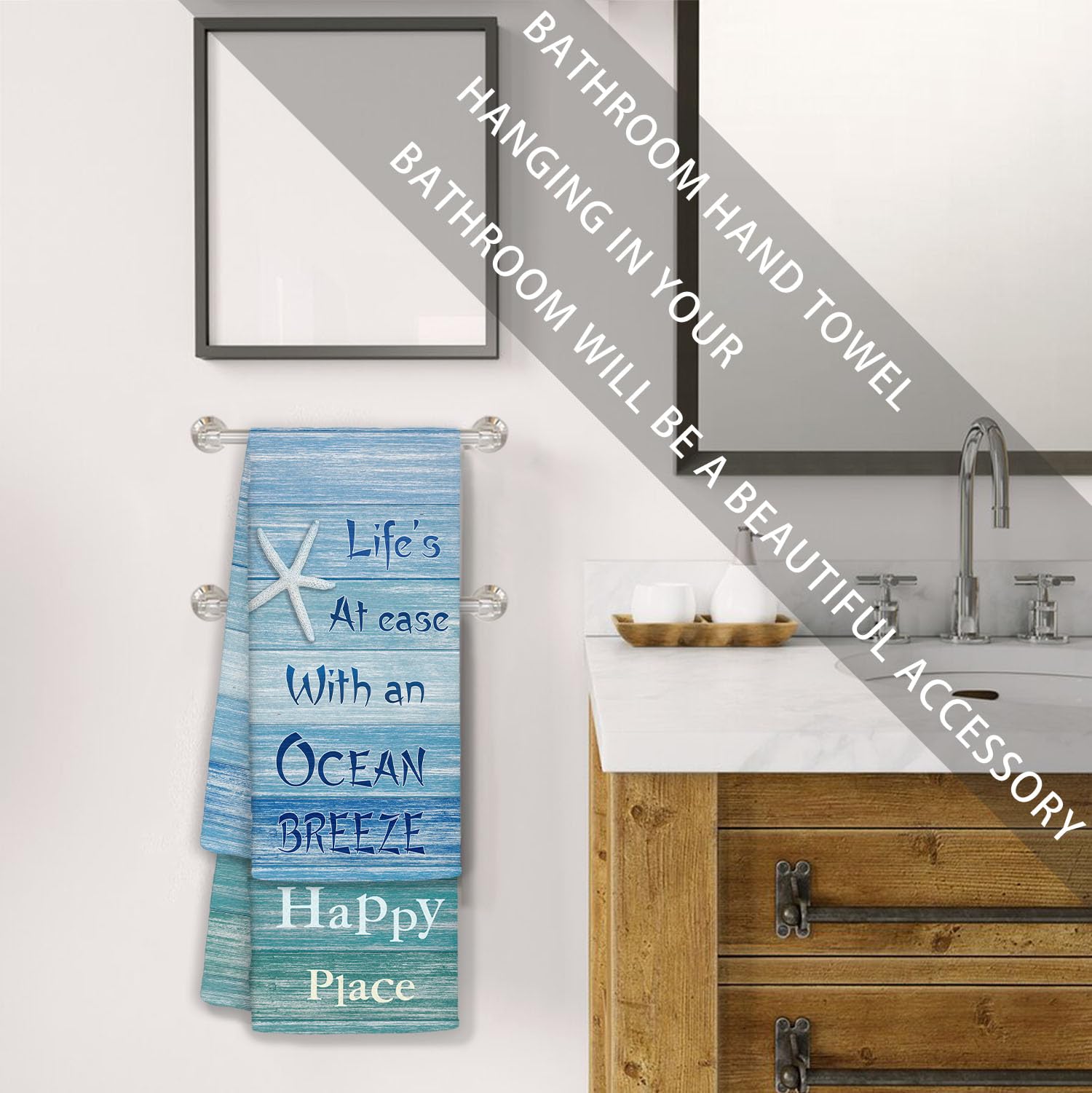 Juego de 2 toallas de mano de cocina de playa, 2 piezas de 16 x 24 pulgadas, regalos de playa para mujeres, decoración costera, toallas de mano costeras, decoración de cocina de playa, paños de 4