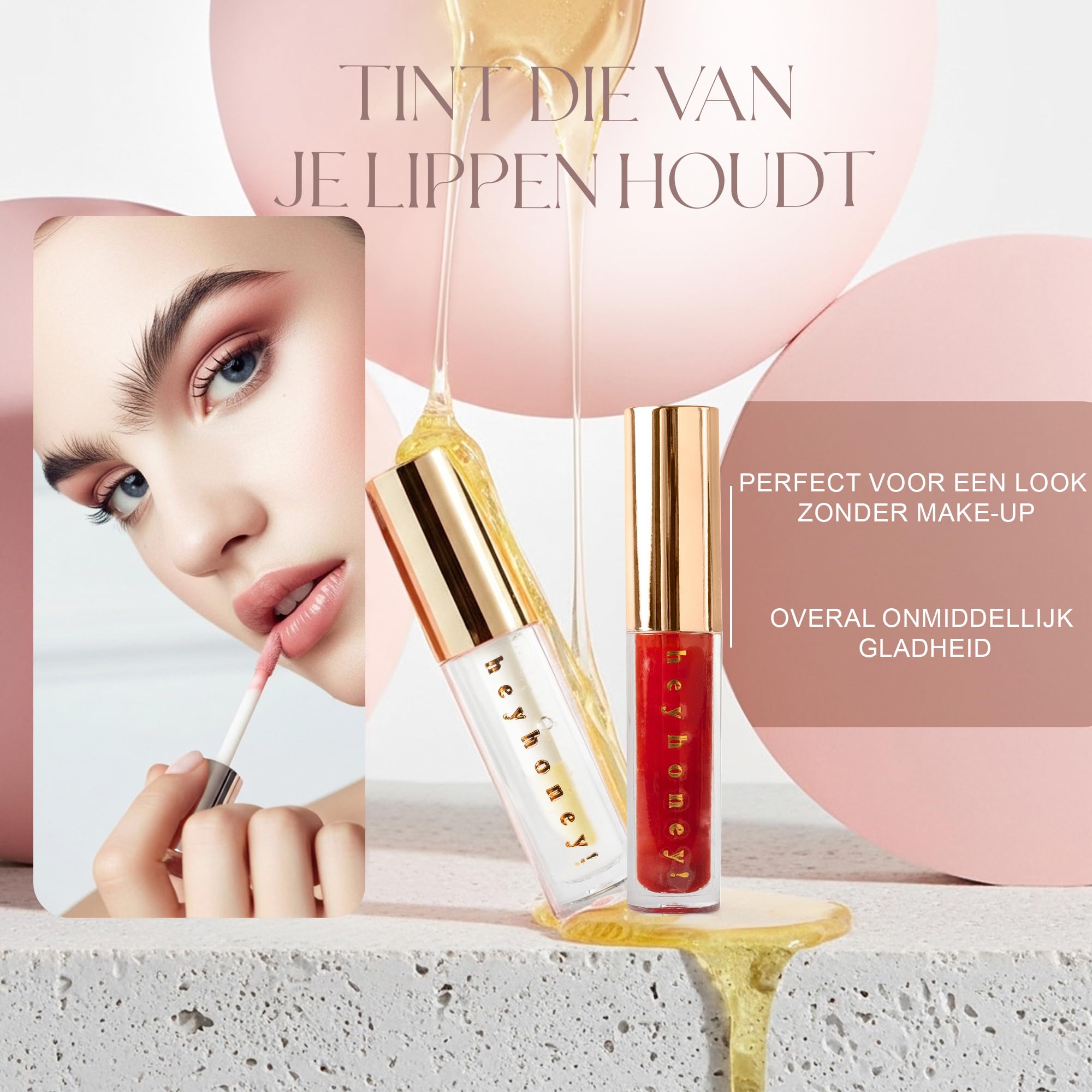 Duo Labbra rosse lucide – HeyHoney Miele Lip Plumping & Siero nutriente (10 ml) + HeyHoney - Olio per labbra colorato di anguria con acido ialuronico, oli vegetali e SPF (10 ml)