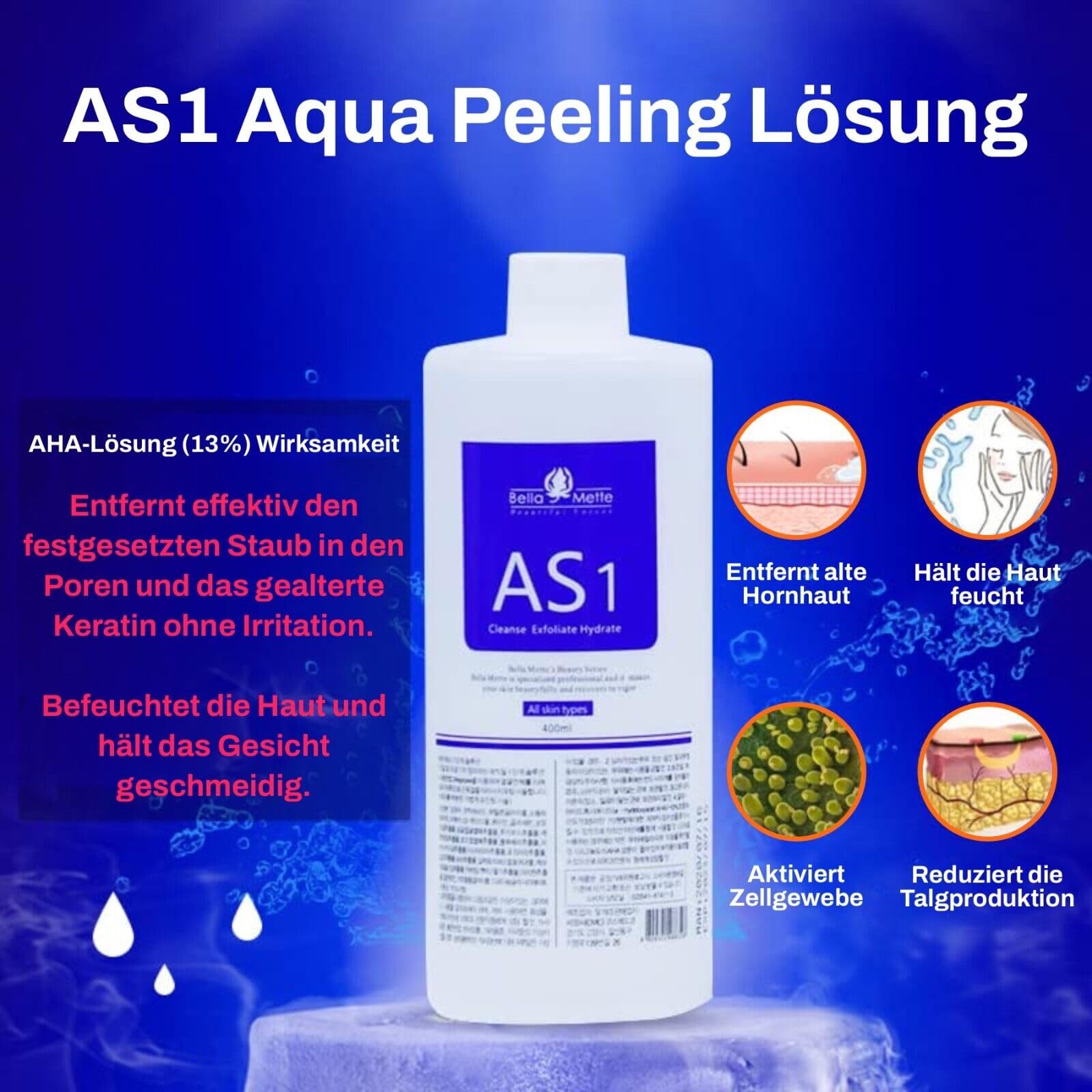 P-Beauty Aquafacial Lösungsset AS1, SA2, AO3 - Kombi Paket für Hydrodermabrasion - Peeling, Feuchtigkeit & Vitamine - Tiefenreinigung & Hautregeneration - Ideal für alle Hauttypen - Komplettset 1200ml