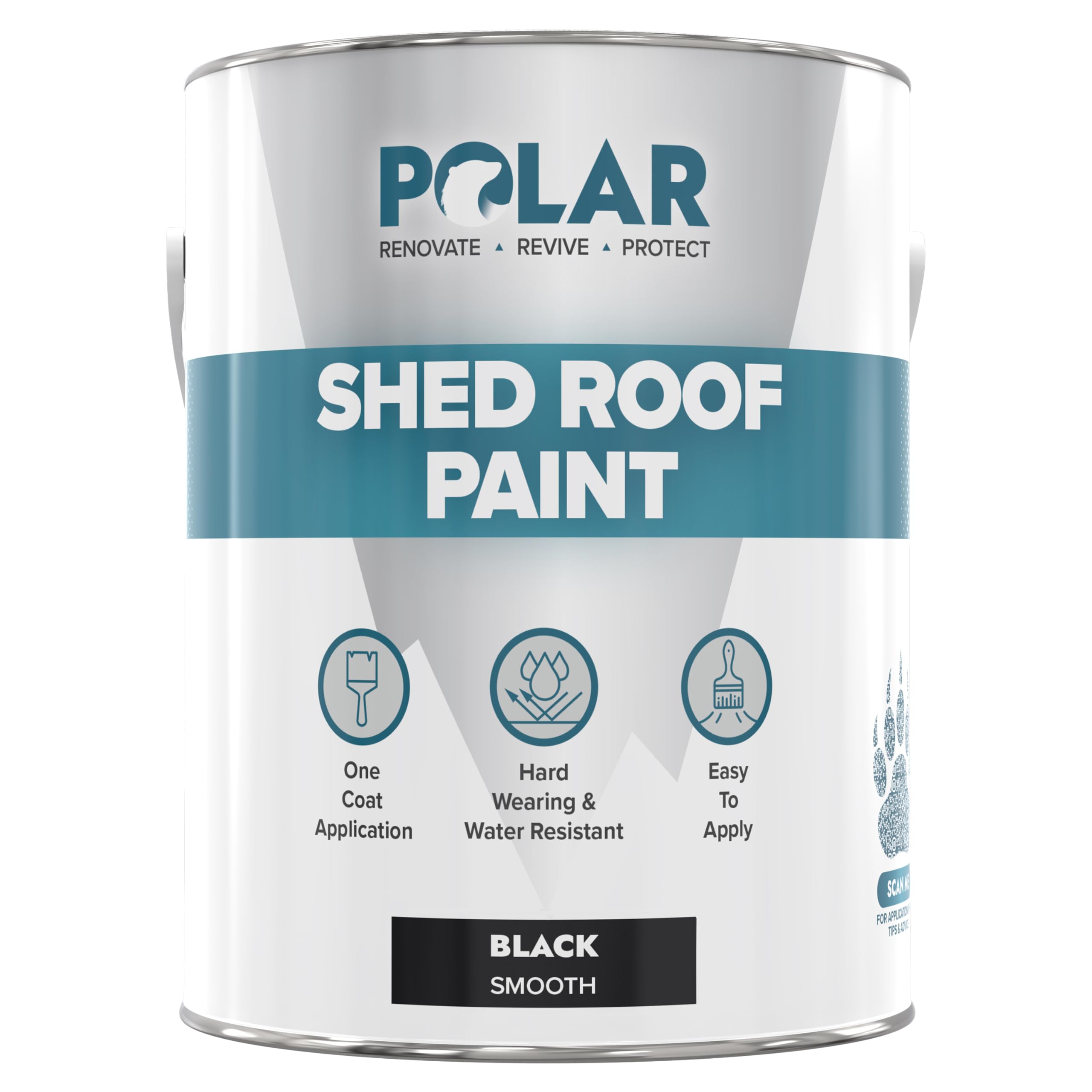 Polar Shed Roof Paint - Black 5 Litres | Instant Waterproofing Protection for Felt, Shed & Garage Roofs | Smooth & Decorative Finish | Durable Shed Paint for Exterior Use