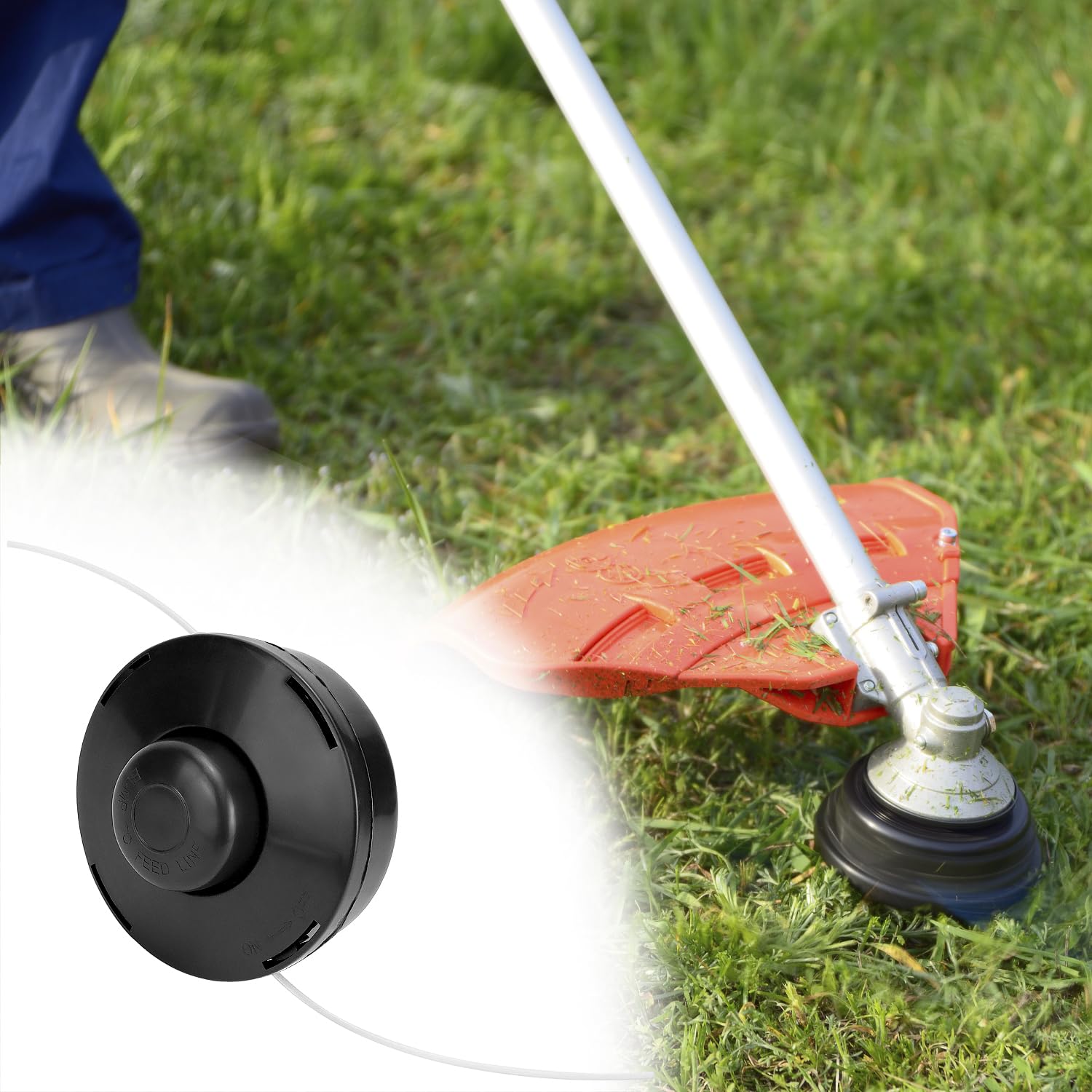 QWORK® 2 Piezas Cabezales Hilo Desbrozadora, Cabezal de Desbrozadora M10x1.25, Carrete de Hilo para Cortadora de Césped, para Desbrozadoras M10