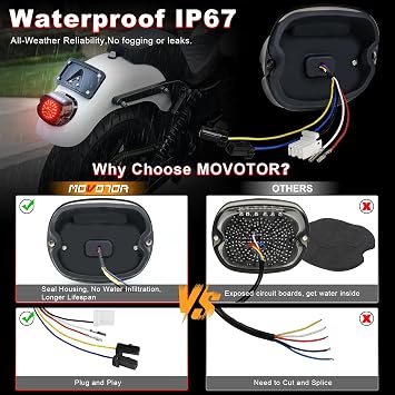 MOVOTOR Led Tail Light LED Brake Turn Signal Rear Light Low Profile Smoked Taillights Compatible with Harley Davidson Dyna Sportster 883 1200 Road King