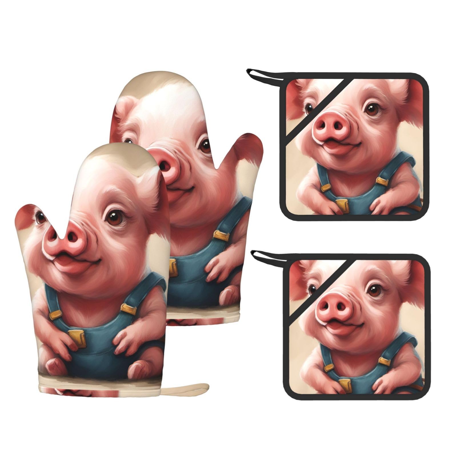 Gants de cuisine en silicone anti-brûlure Naughty Pig pour four chaud
