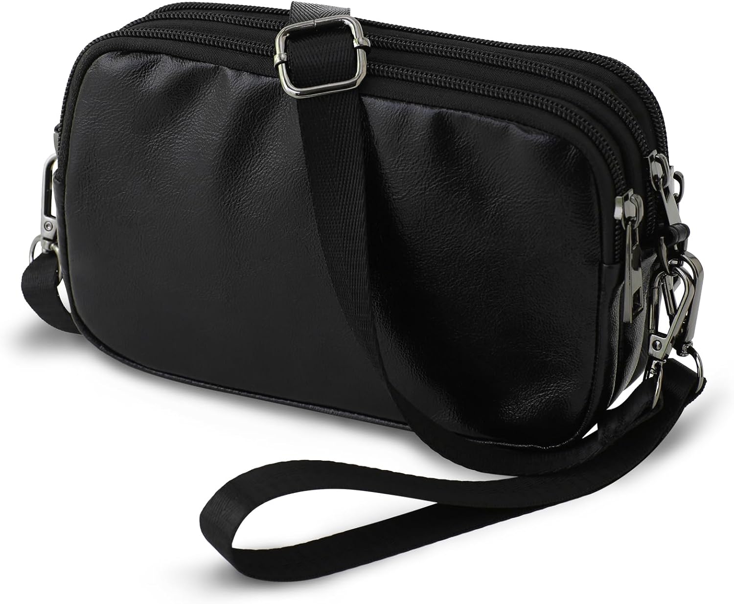 Small Wristlet Wallet for Women, 3-Zip Crossbody Phone Purse