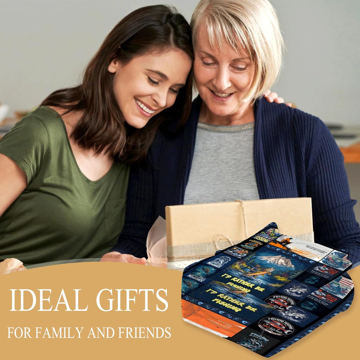 Fishing Blanket 50x60 – Soft Flannel Fleece Fish Throw for Men, Vintage Mountain Lake Art, Cozy Couch/Bed/RV Camping, Gifts for Fishermen, Dad & Grandpa, Trout Bass Cabin Decor - Image 7