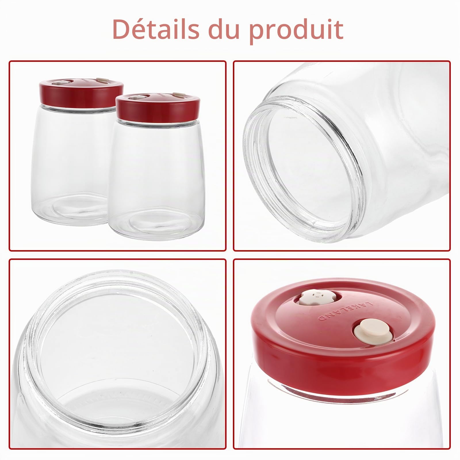 4 PCS Bocaux de Fermentation, 1.4L Verre de Fermentation avec Aération 1 Voie D'aération, Bocaux de Conservation pour Kéfir, Choucroute und Levain