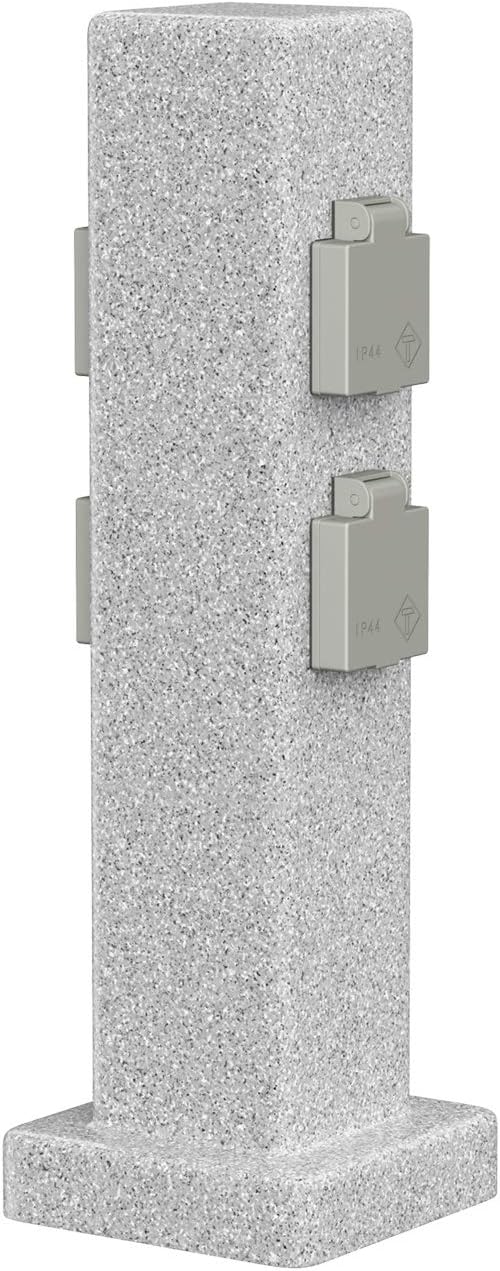 2X GartenSteckdosenSäule Polly mit Erdspieß für außen, 3