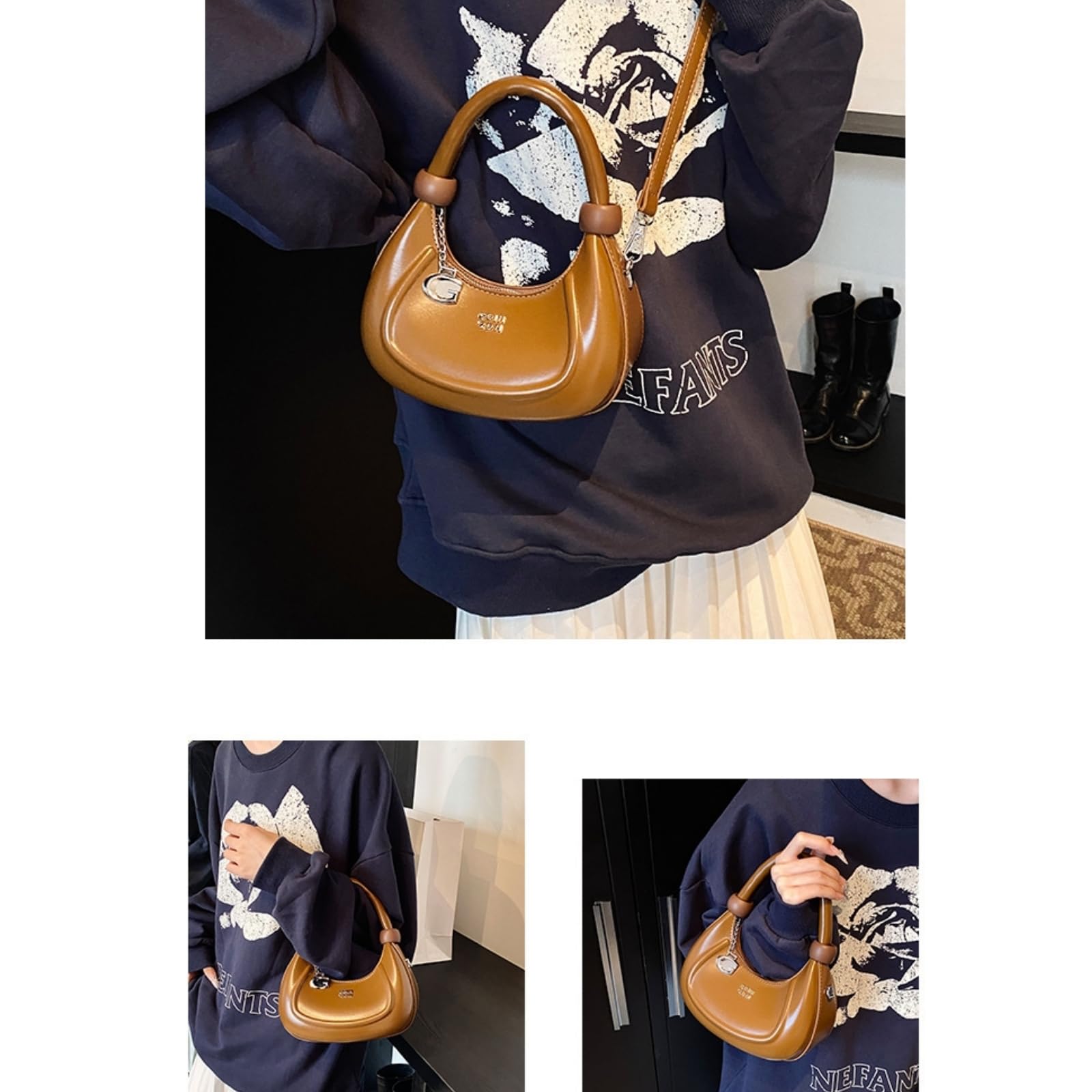 Borsa A Mano Tracolla Versatile retrò-Bianco