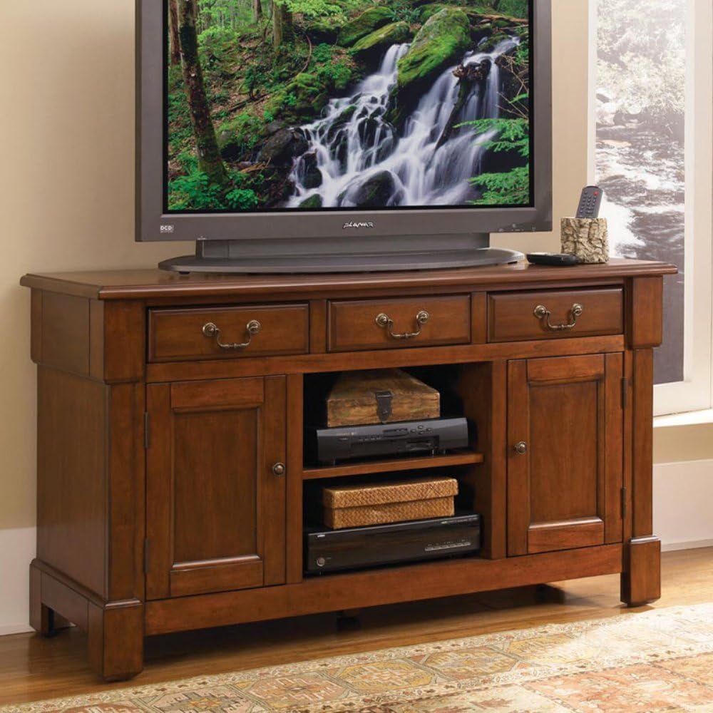 Home Style Aspen TV Credenza Stand, Rustic Cherry Home & Kitchen