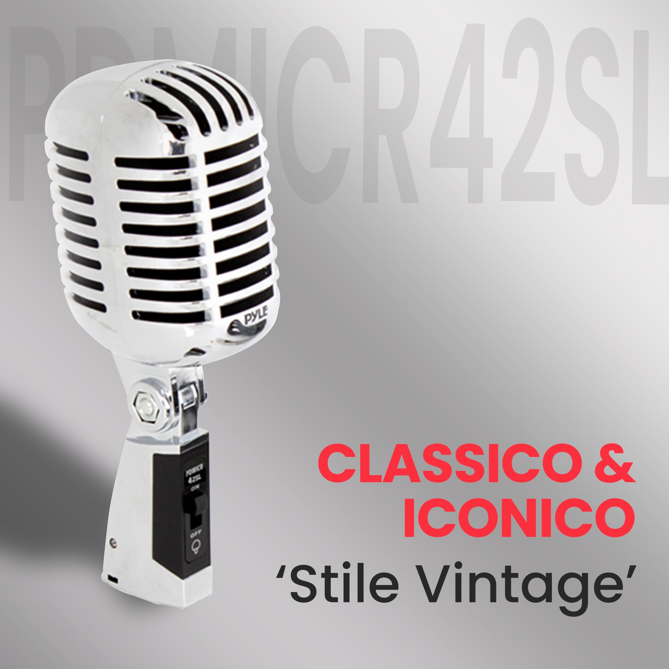Pyle Microfono Dinamico Retro Classico, Microfono Cardioide Vintage con Cavo XLR, Compatibile con Supporto Universale, per Performance Live