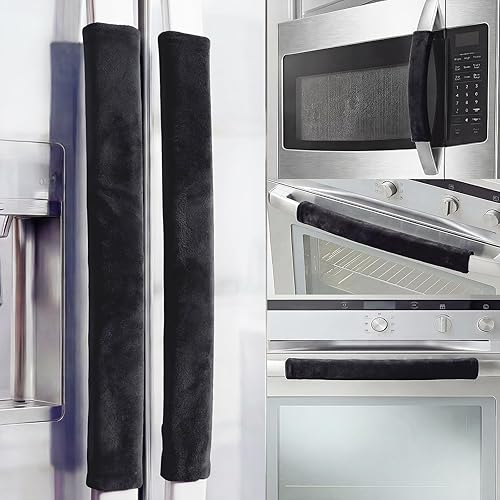 Miniatura 8 de Juego de 6 fundas de terciopelo para manijas de puerta de refrigerador, mantiene el electrodoméstico limpio para refrigerador, microondas, estufa