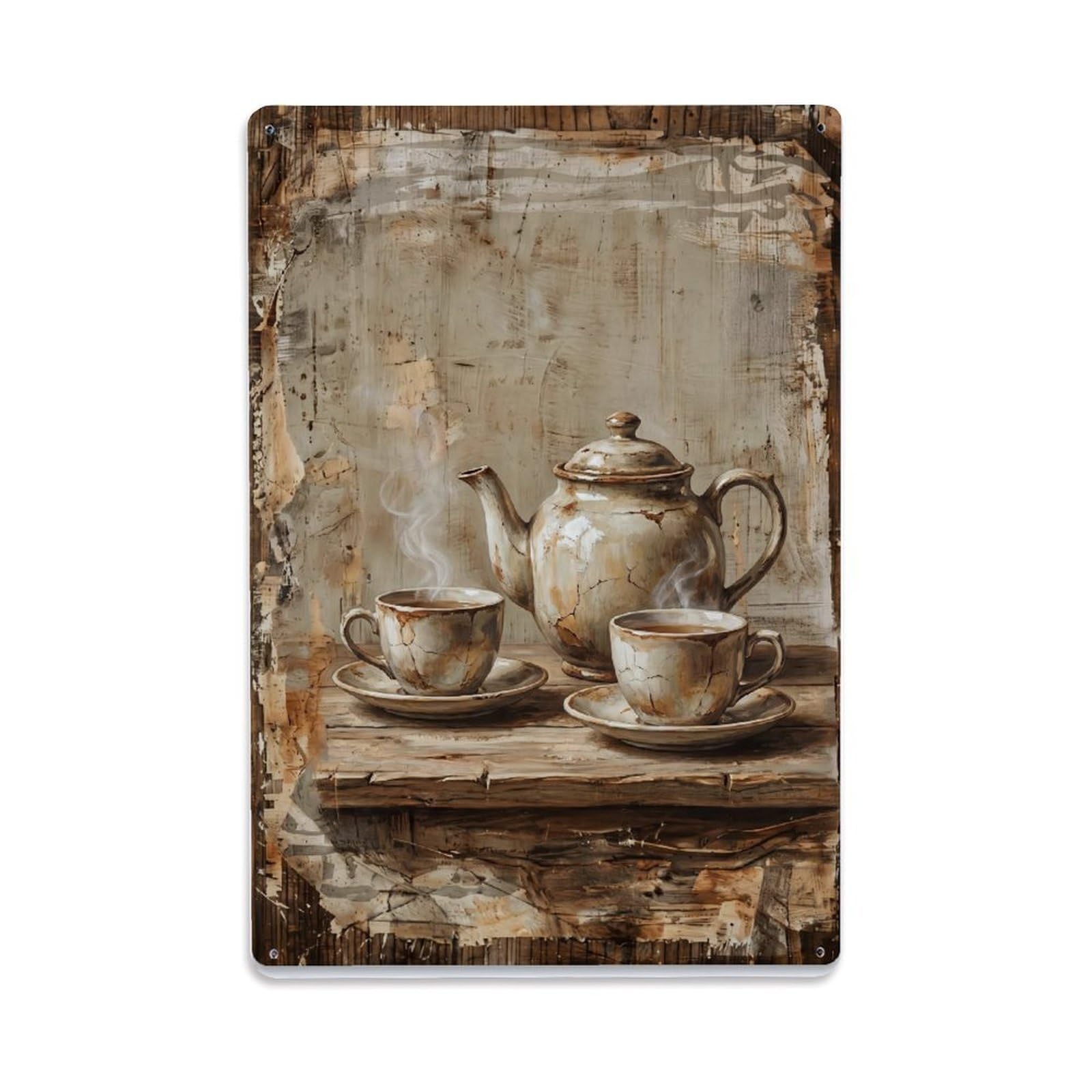 Fqnyr Style Country Dining Table Tea Service Countryside Home Metal Tin Sign Plaque Wall Decor For Cafe, Club Bar, Office, Home Garden Metal Poster 8X12inch