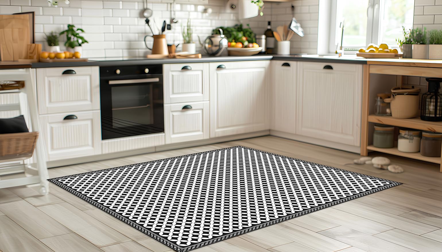 DobleUve Estudio Vinyl Teppich Hydraulik 21 | Schwarz | 120x200 cm | Waschbarer Rutschfester Küchenläufer | Kinder | Vinylboden | Vinylteppich für Wohnzimmer