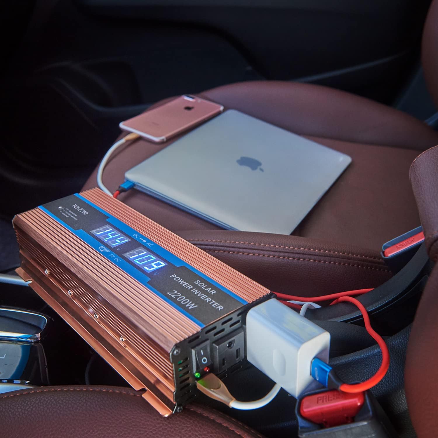 Buy 1 get 1 GISIAN 1100W Power Inverter DC 12V to 110V AC Converter with Digital LED Display, 2 AC Outlets and USB Port for RV Truck Boat Solar System