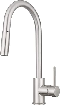 Pacific Bay Bellevue Pull-Down Kitchen Faucet, NSF Certified Satin Nickel