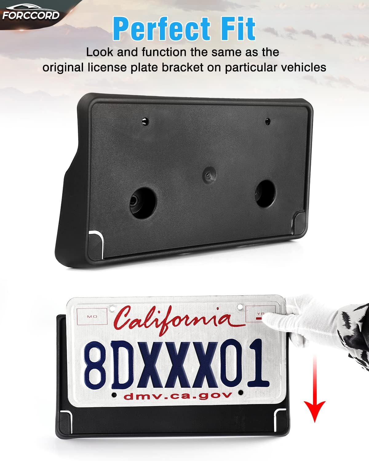 Custom Fit for License Plate Bracket Dodge RAM 1500 Pickup 2013 2014 2015 2016 2017 2018/ RAM 1500 Classic 2019 2020 Replacement 68141642AA Front License Plate Frame Black Accessories