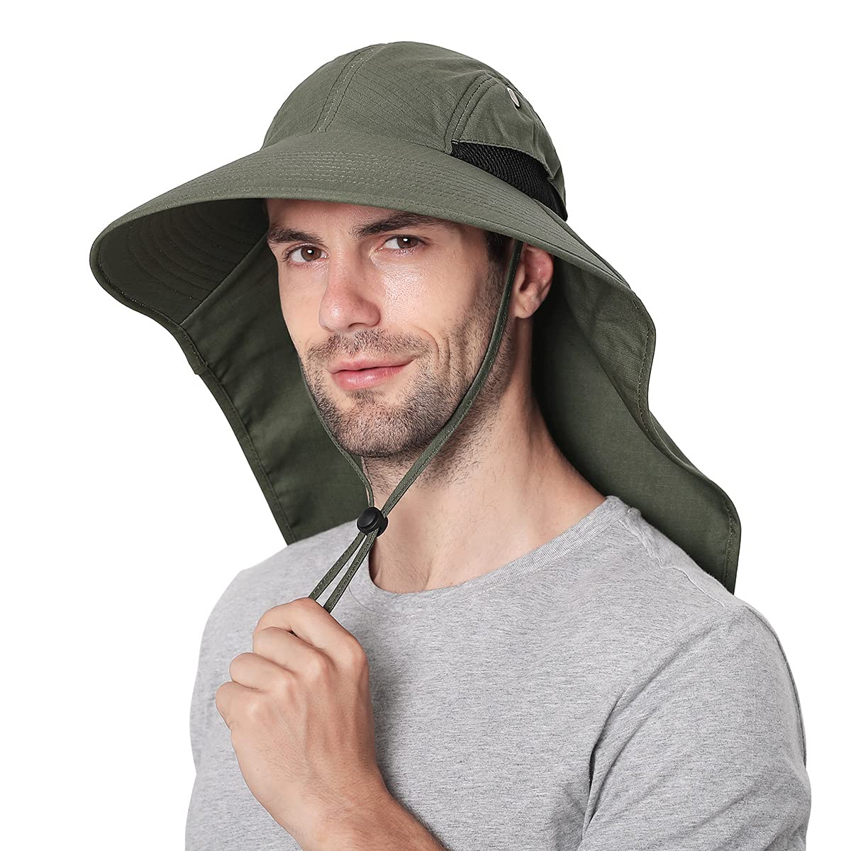 Wmcaps Sombreros para el Sol Hombre, Gorra Transpirable ala Ancha protección UV Protege Cuello Cara, Sombrero Jardin Hombre Adecuado para Trekking