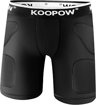 KOOPOW Youth Boys Padded Compression Sliding Shorts Pants with Cup Pocket, Kids Baseball Slider Underwear,Football, Lacrosse