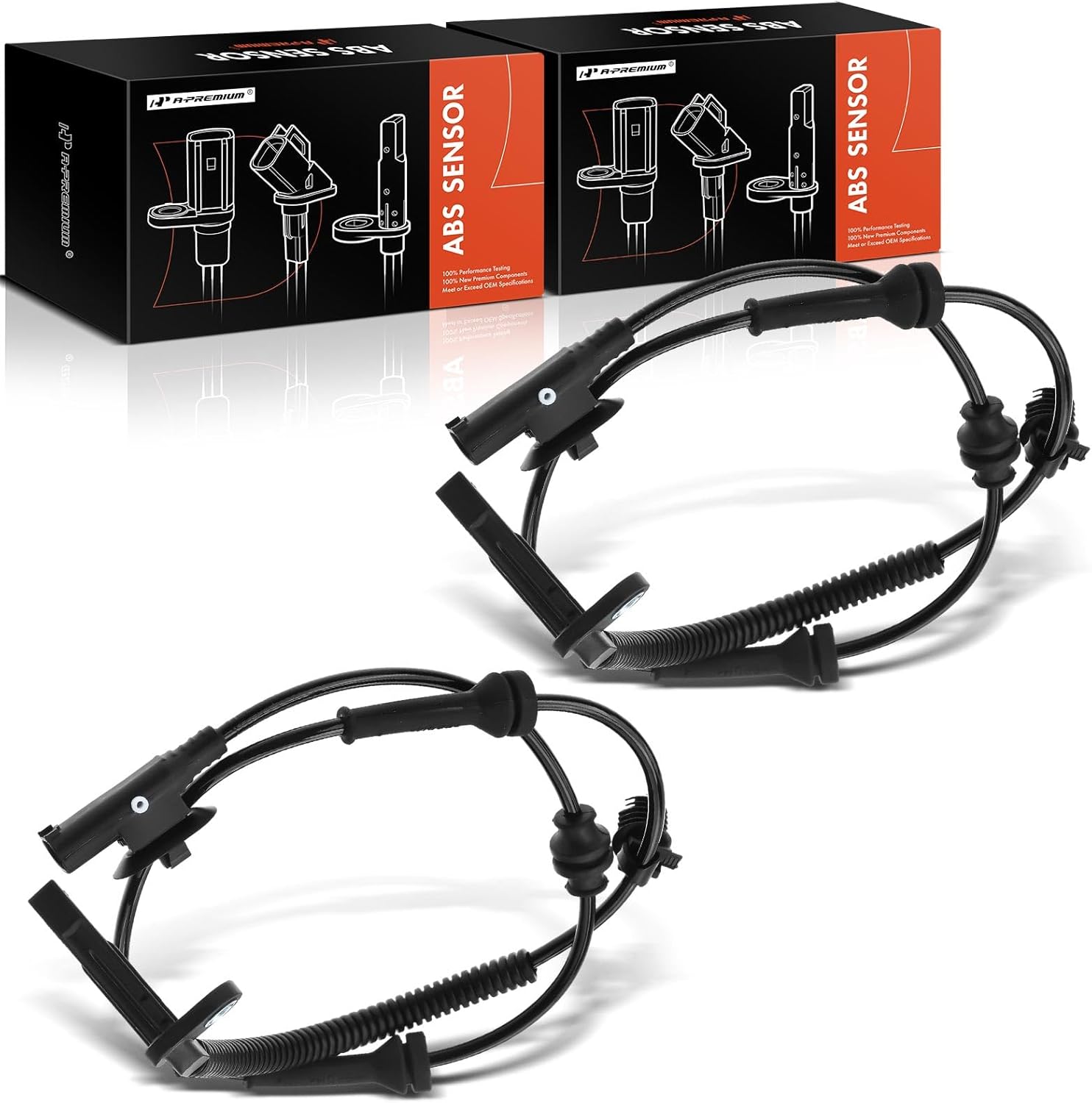 A-Premium ABS Wheel Speed Sensor Compatible with Jeep Models - Cherokee 2014-2015 - Front Driver and Passenger Side, 2-PC Set, Replace# 68141887AB, 68141887AC