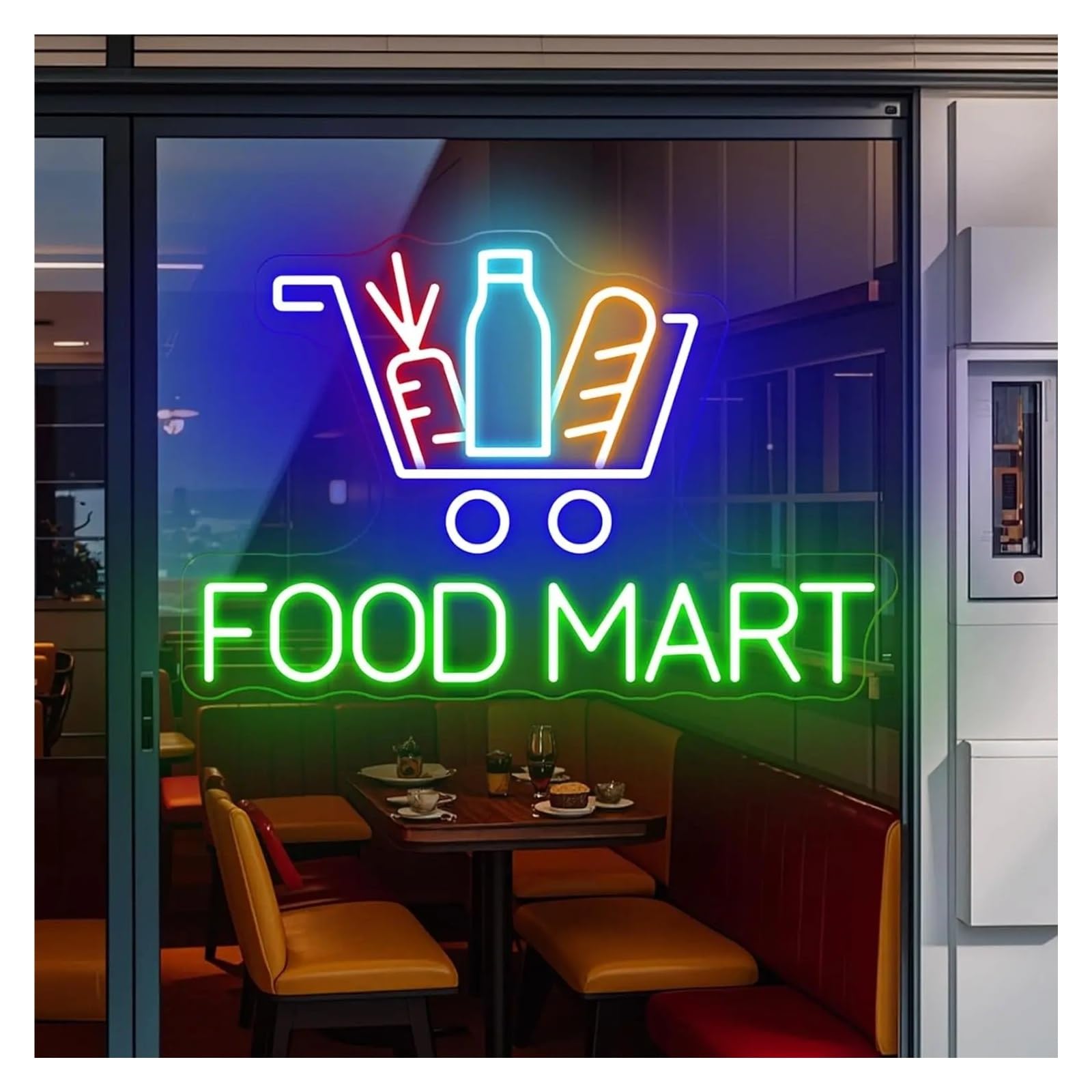 LEMST Sign Lamp Food Mart Neon Sign USB Powered LED Light for Supermarkets Convenience Stores Restaurant Decoration Business 42X27.5cm/16.54×10.83in