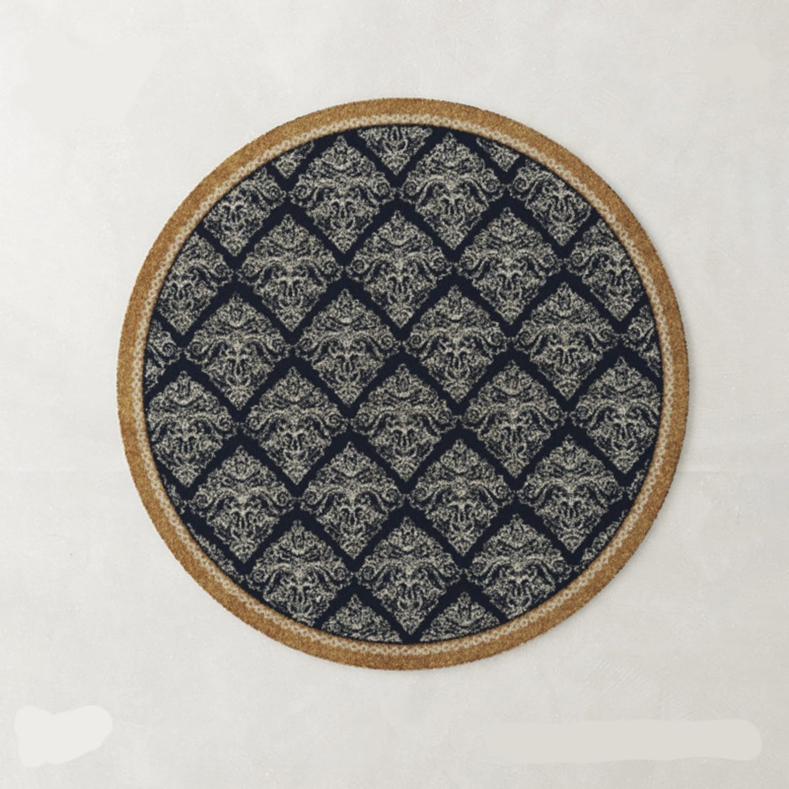Teppich Wohnzimmer Rund 90 Cm Schwarz Retro Teppich Kurzflor Rutschfest