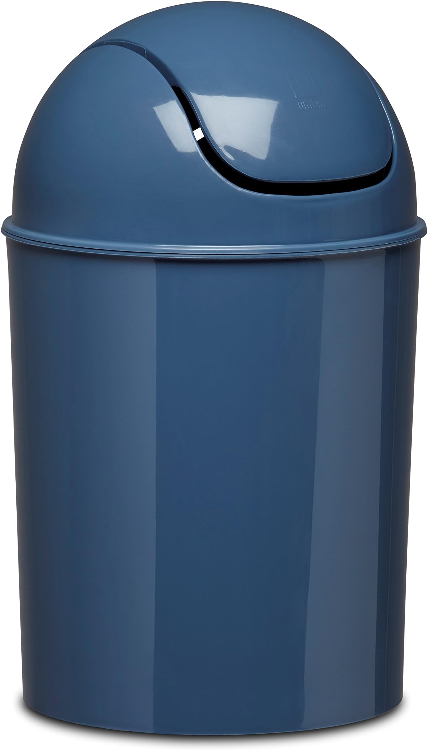 - 1.25 Gallon Mini Waste Can with Removable Swing-Top Lid - Small Garbage Bin for Kitchen, Bathroom, Bedroom, Office - Compact Trash Can Fit Under Tables & Counters - Blue