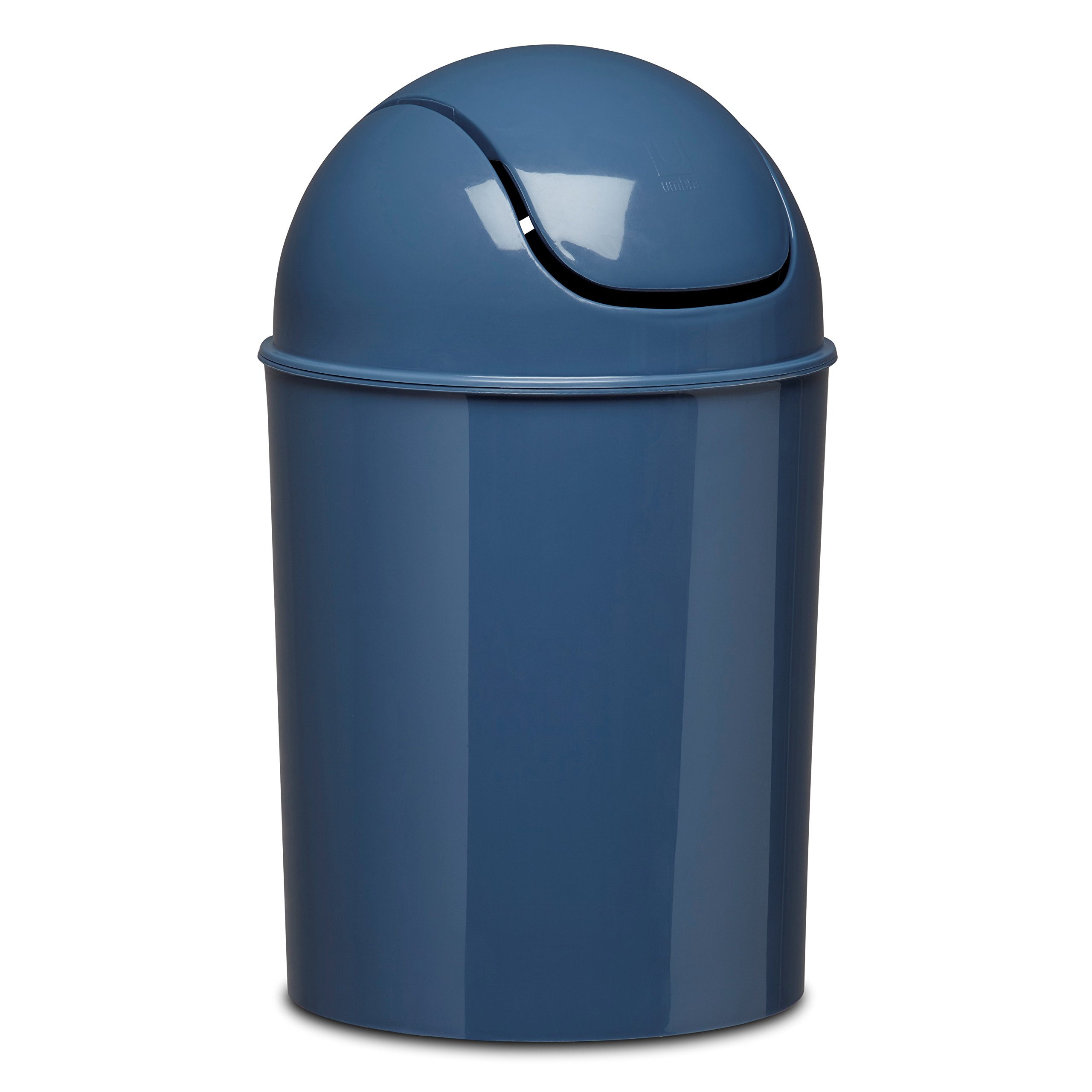 Umbra 1.25 Gallon Mini Waste Can with Removable Swing-Top Lid - Small Garbage Bin for Kitchen, Bathroom, Bedroom, Office - Compact Trash Can Fit Under Tables & Counters - Blue