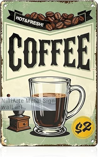 Miniatura 22 de Letrero de metal de café fresco, arte de pared retro para el hogar, cocina, cafetería, oficina, decoración de 8 x 12 pulgadas Café4,Café6,Perro